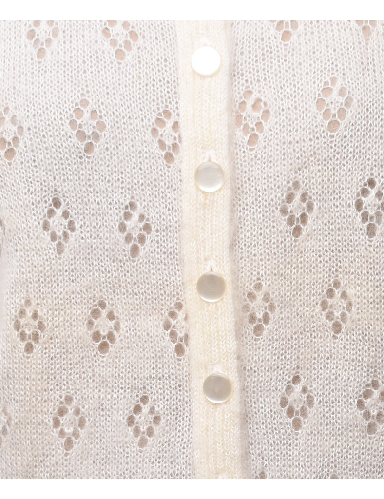 White Button Front Cardigan - L