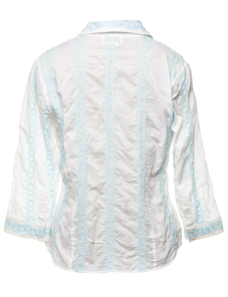 White Embroidered Blouse - M