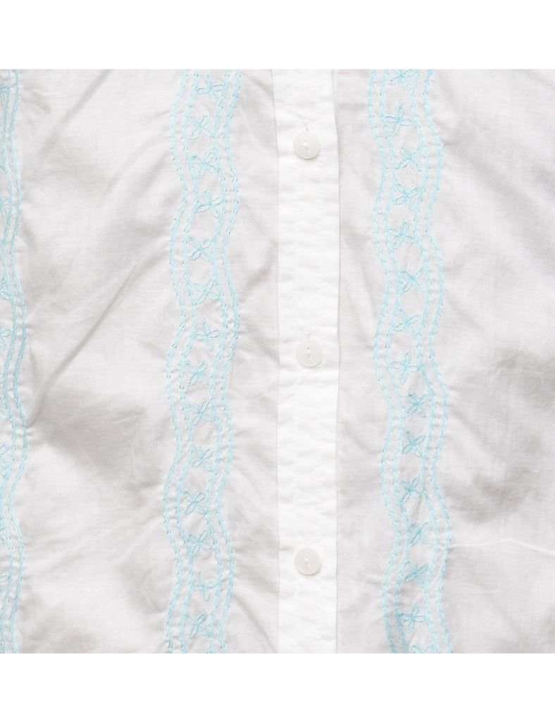 White Embroidered Blouse - M