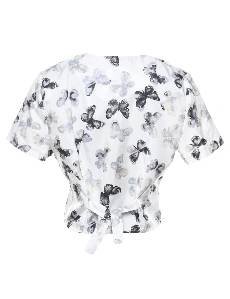 White Floral Blouse - M