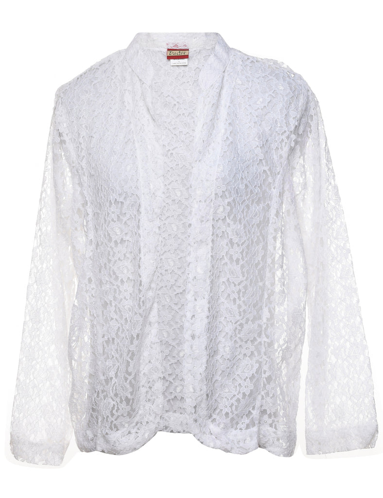 White Floral Lace Evening Jacket - L