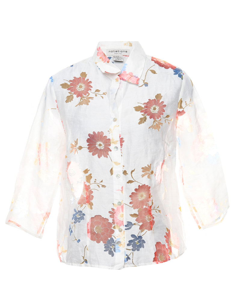 White Floral Shirt - L