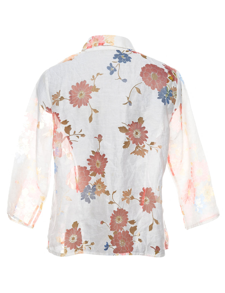 White Floral Shirt - L