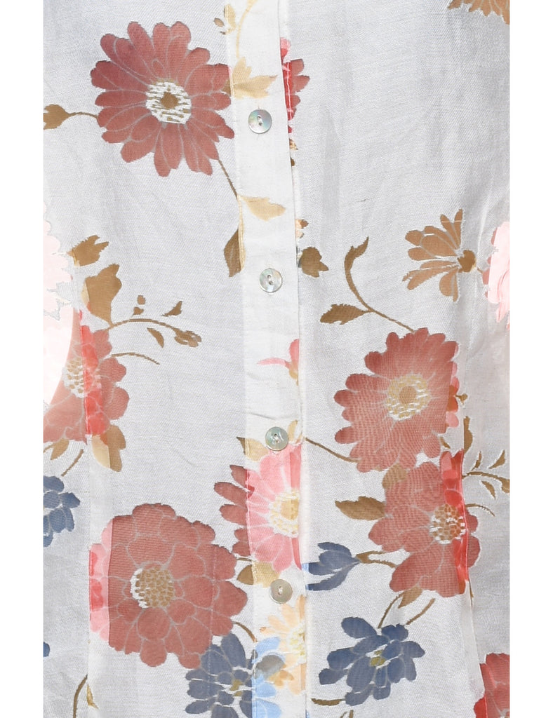 White Floral Shirt - L