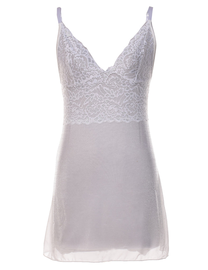 White Lace Classic Slip Dress - S