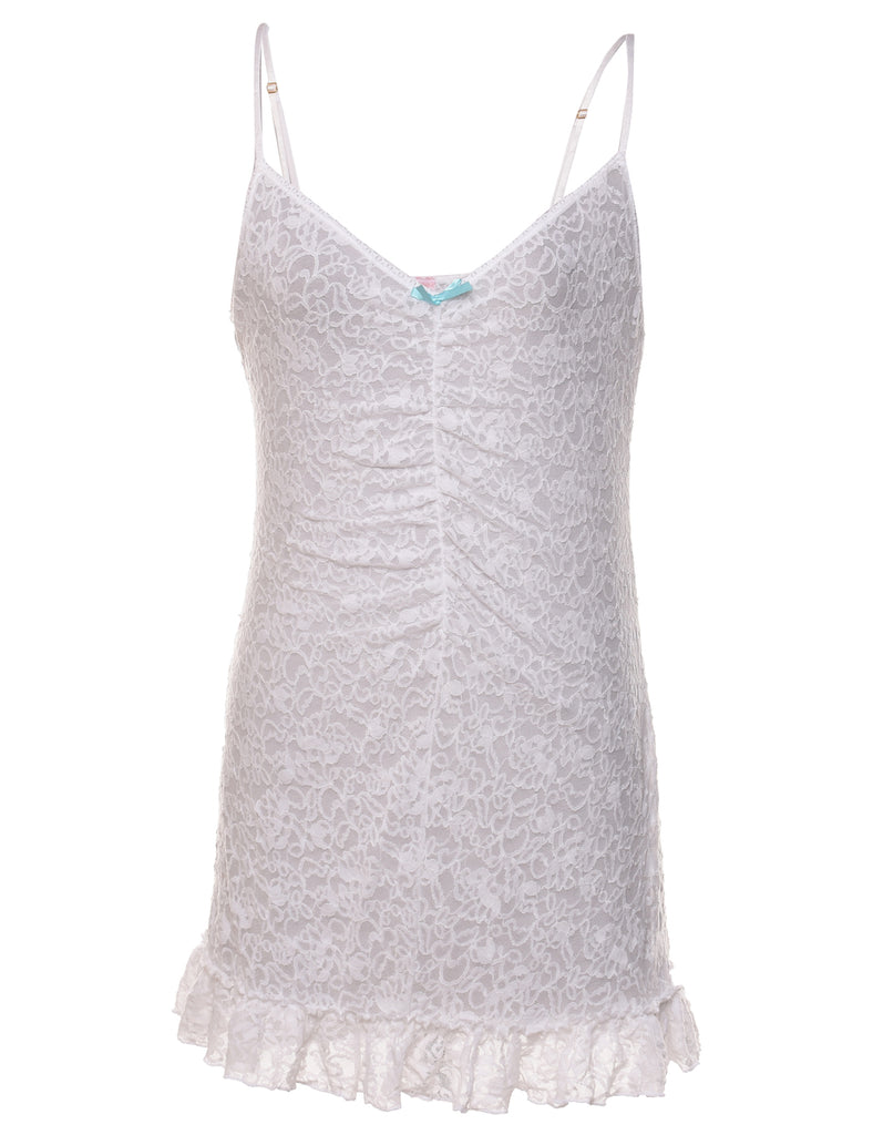 White Lace Strappy Slip Dress - M