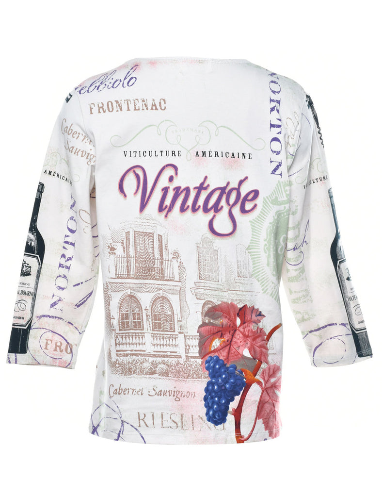 White Printed T-shirt - M