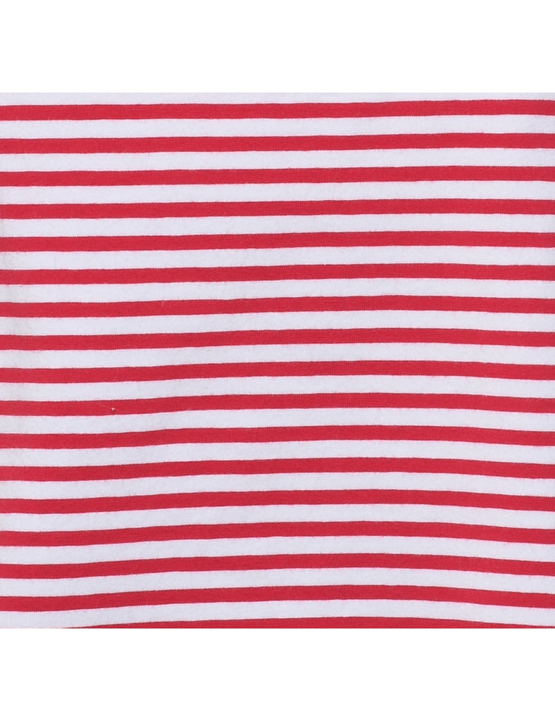 White & Red Striped Vest - M