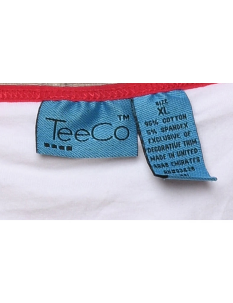 White & Red Striped Vest - M