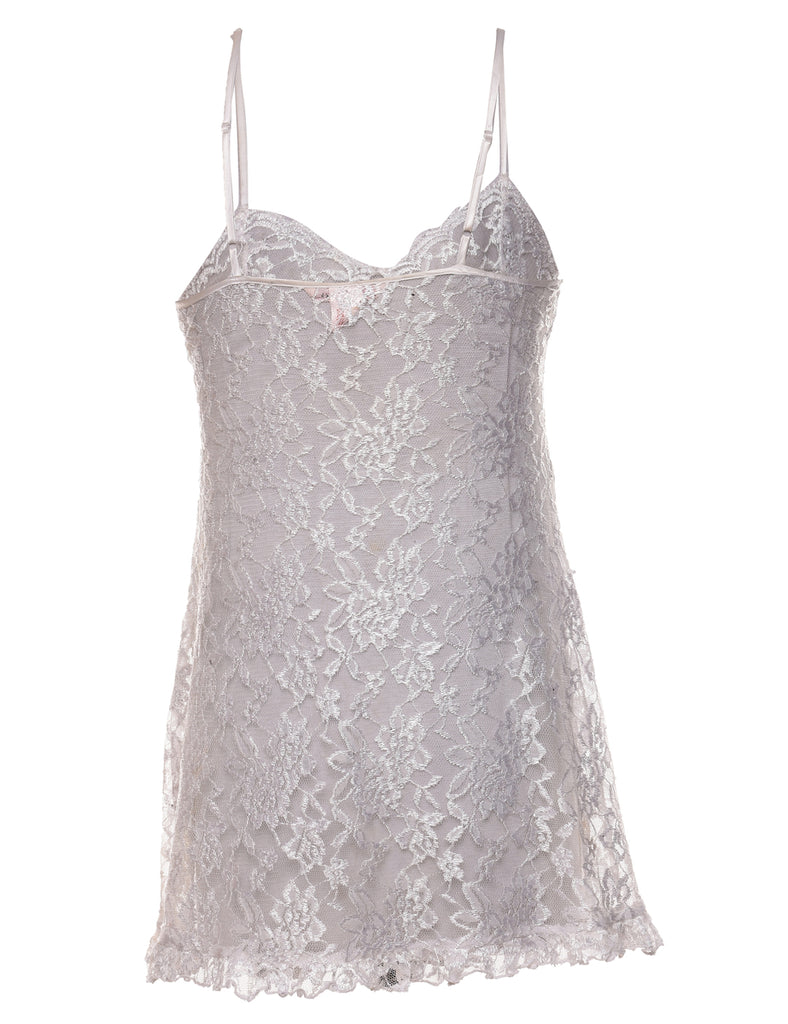 White Sheer Lace Babydoll - S