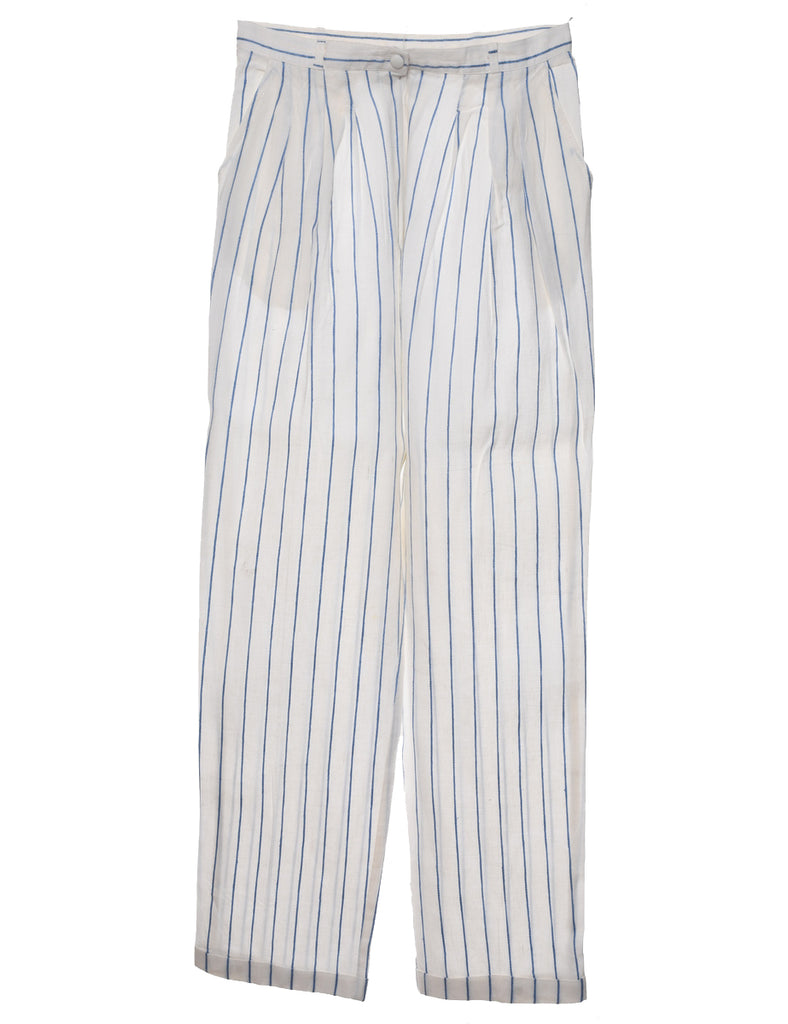 White Striped Trousers - W26 L30