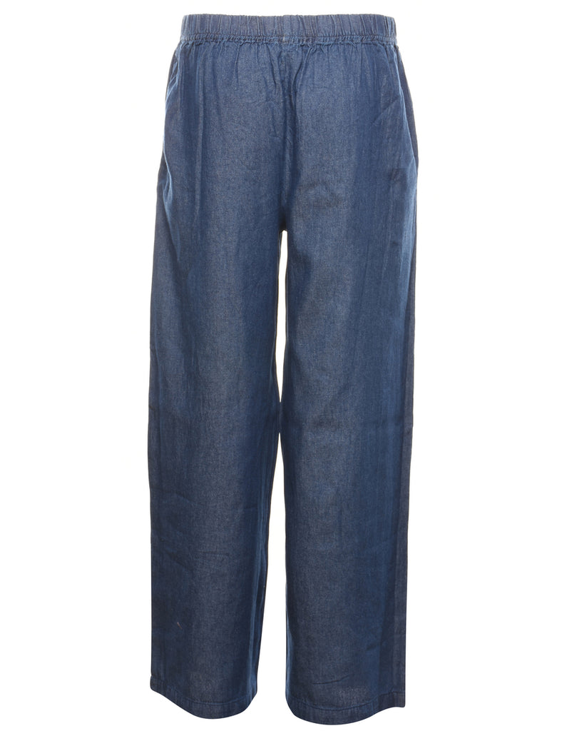 Wide-Leg Denim Dark Wash Trousers - W30 L32