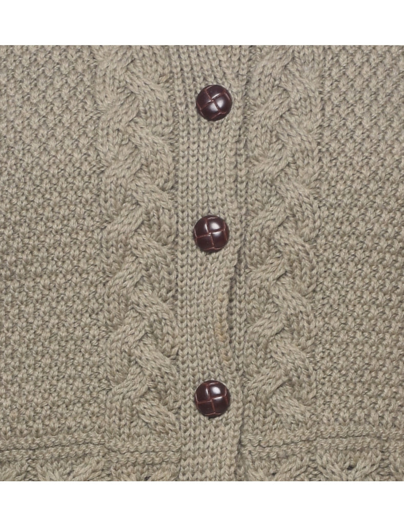 Wool Cable Knit Cardigan - S