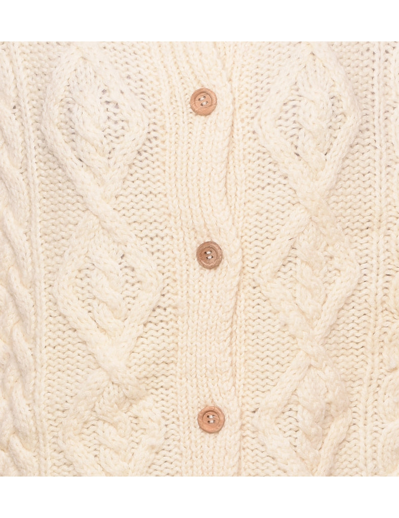 Wool Cable Knit Cardigan - M