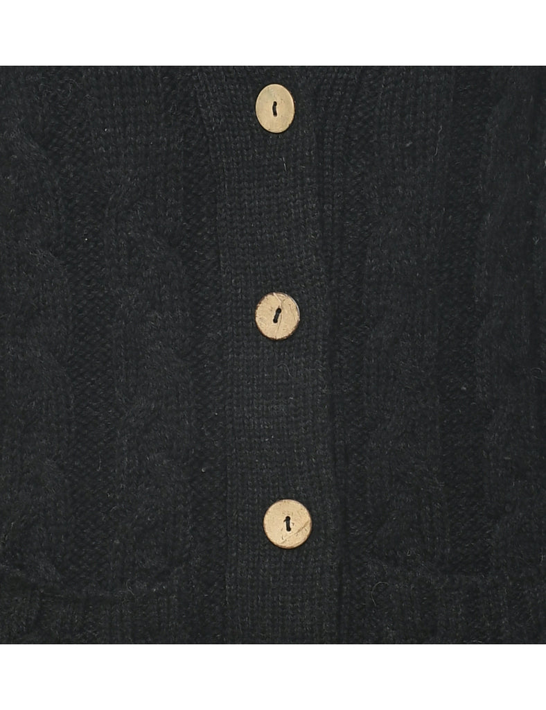 Wool Cable Knit Cardigan - M