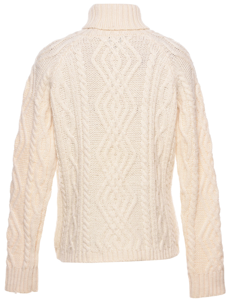 Wool Cable Knit Turtleneck Jumper - M