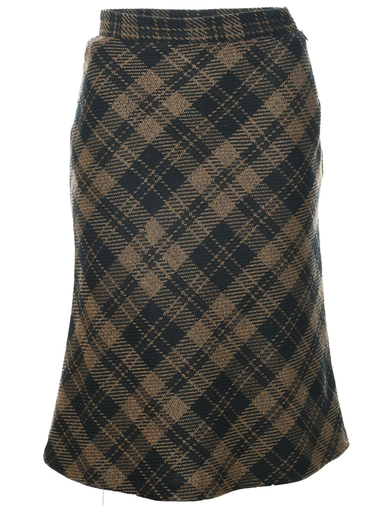 Wool Checked Pencil Skirt - S