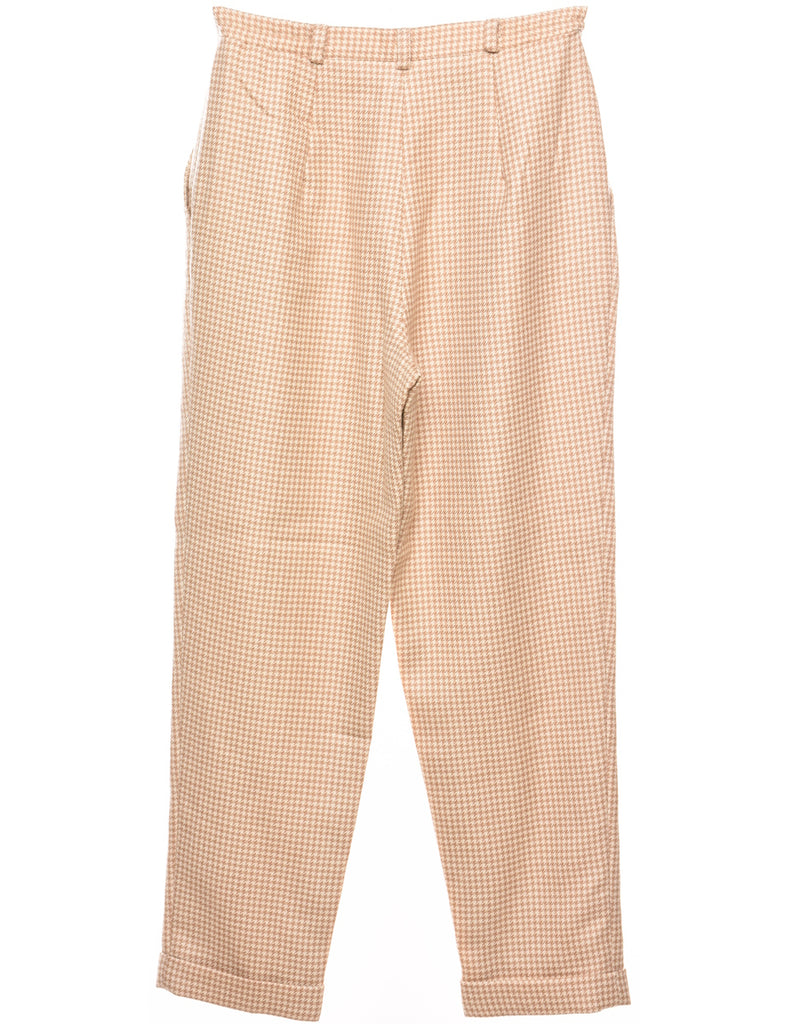 Wool Dogtooth  Beige & White Tapered Trousers - W29 L28