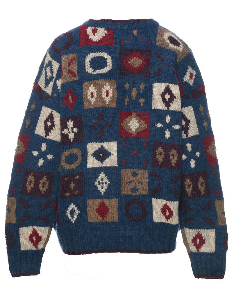 Wool Geometric Pattern Jumper - M