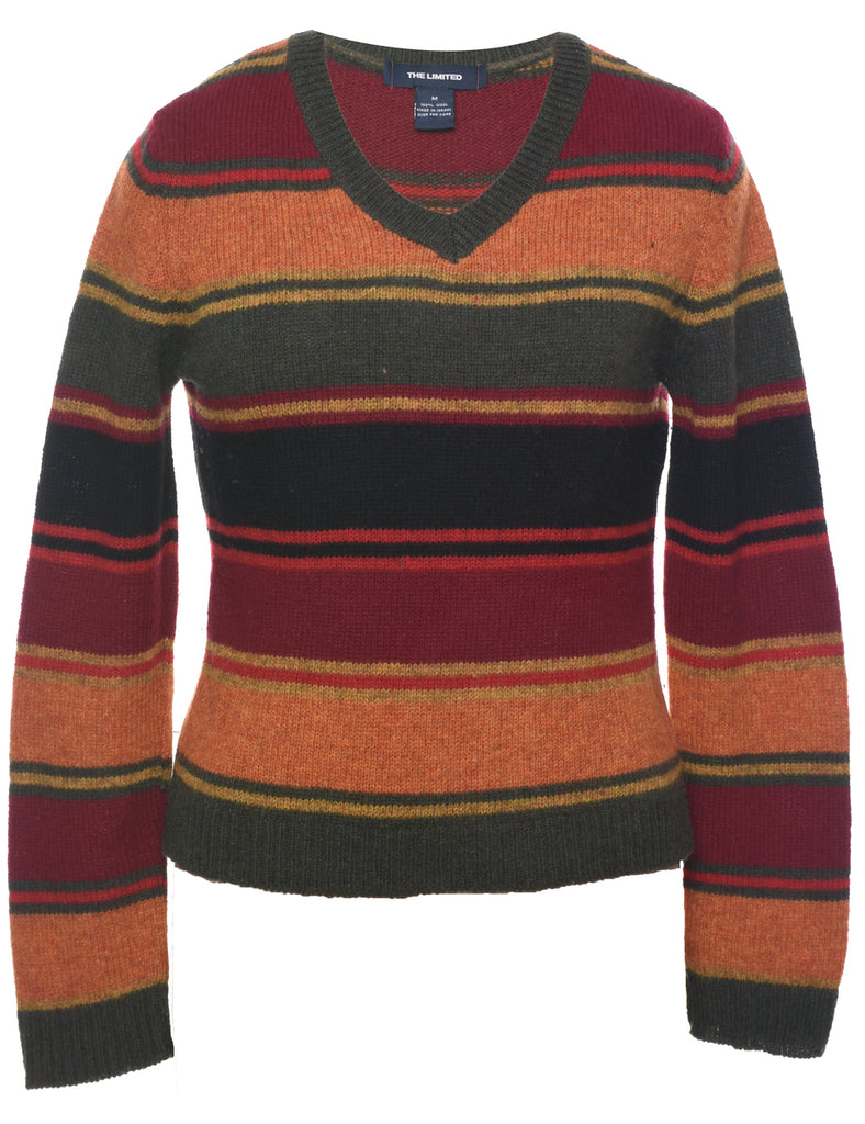 Wool Striped Pattern Jumper - M