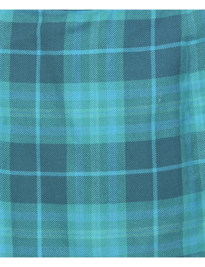 Wool Tartan Pleated Skirt - M