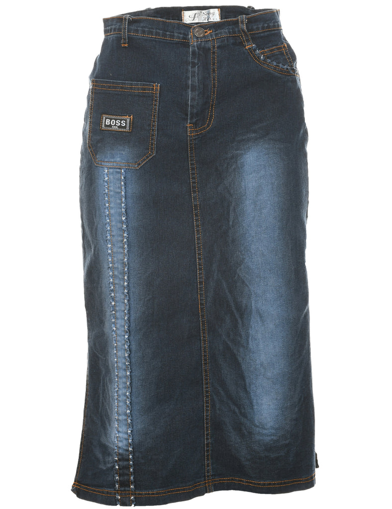 Y2K Faux Distressed Maxi Skirt - XS