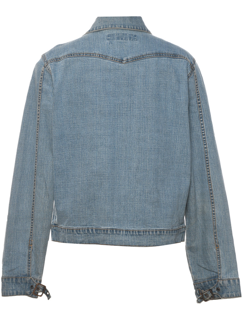 Y2K  Stone Wash Zip-Front Denim Vest - L