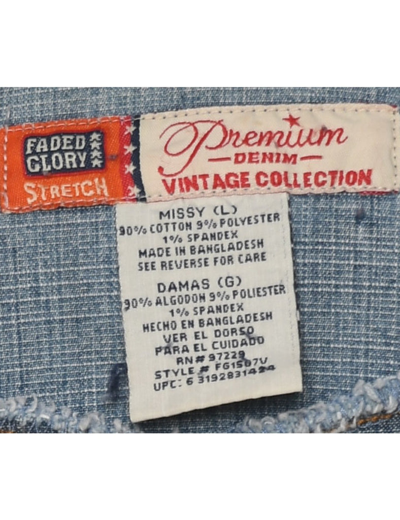 Y2K  Stone Wash Zip-Front Denim Vest - L