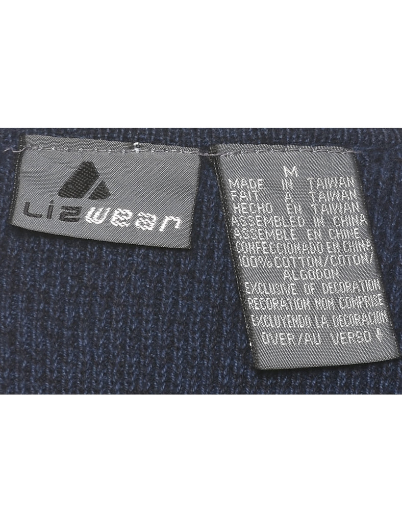 Zip Front Beaded Cardigan - M