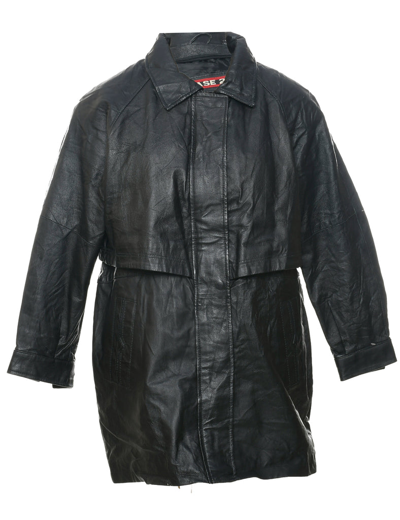 Zip Front Leather Jacket - L