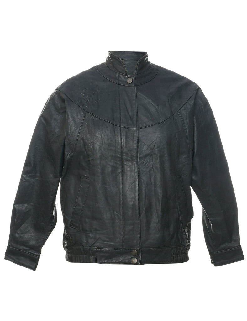 Zip Front Leather Jacket - L