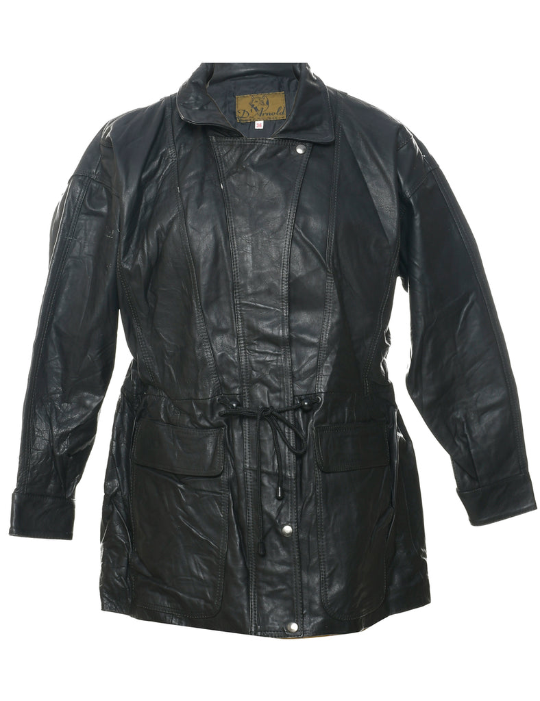 Zip Front Leather Jacket - L