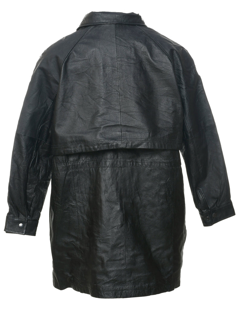 Zip Front Leather Jacket - L