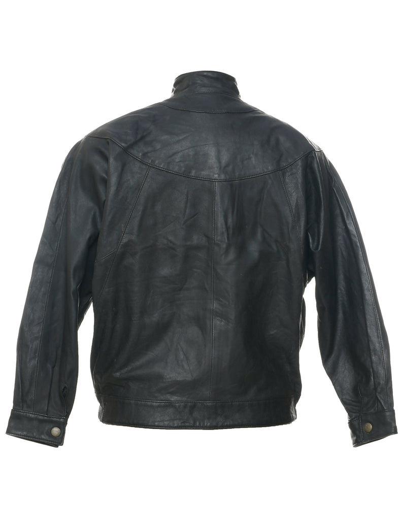 Zip Front Leather Jacket - L