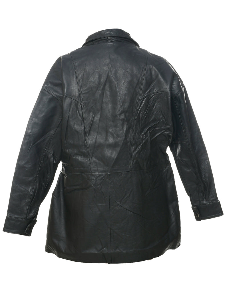 Zip Front Leather Jacket - L