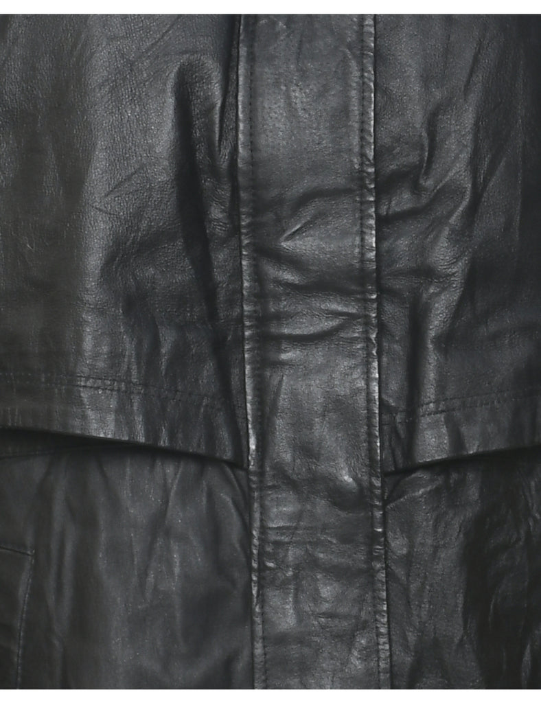 Zip Front Leather Jacket - L