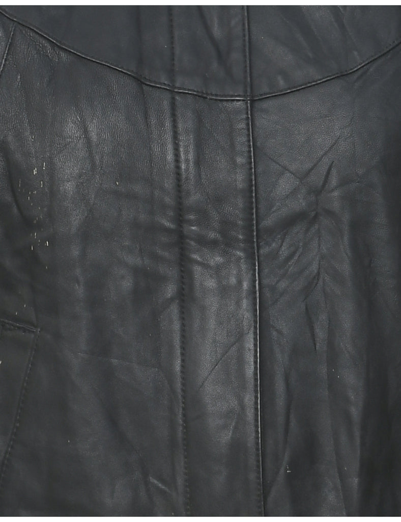 Zip Front Leather Jacket - L