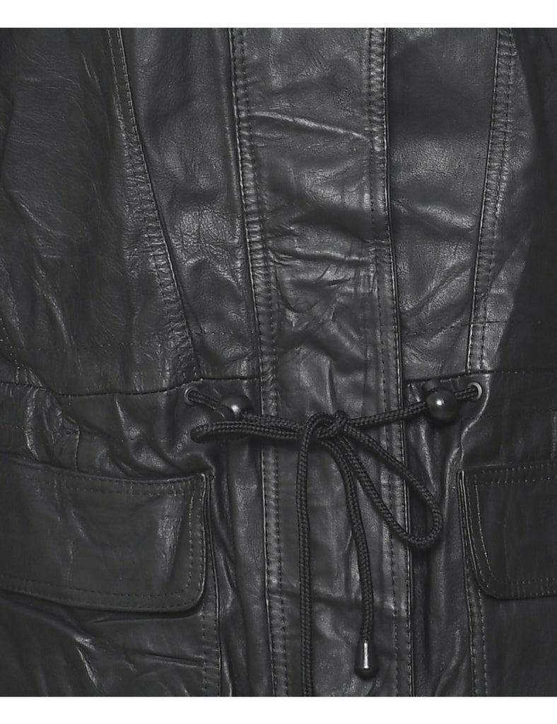 Zip Front Leather Jacket - L