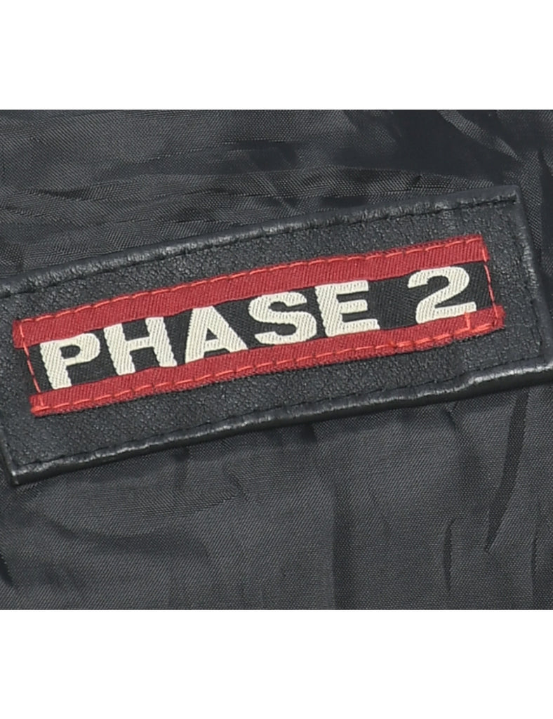 Zip Front Leather Jacket - L