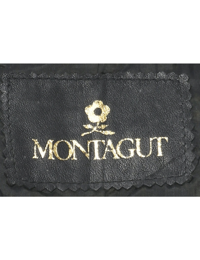 Zip Front Leather Jacket - L