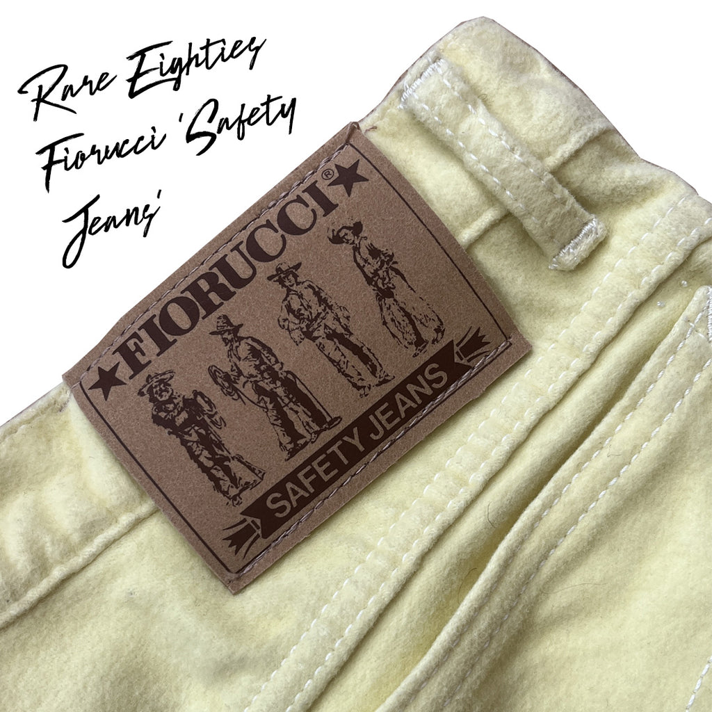 Rare 1980s Fiorucci Lemon Yellow Flannel 'Safety Jeans' - XS