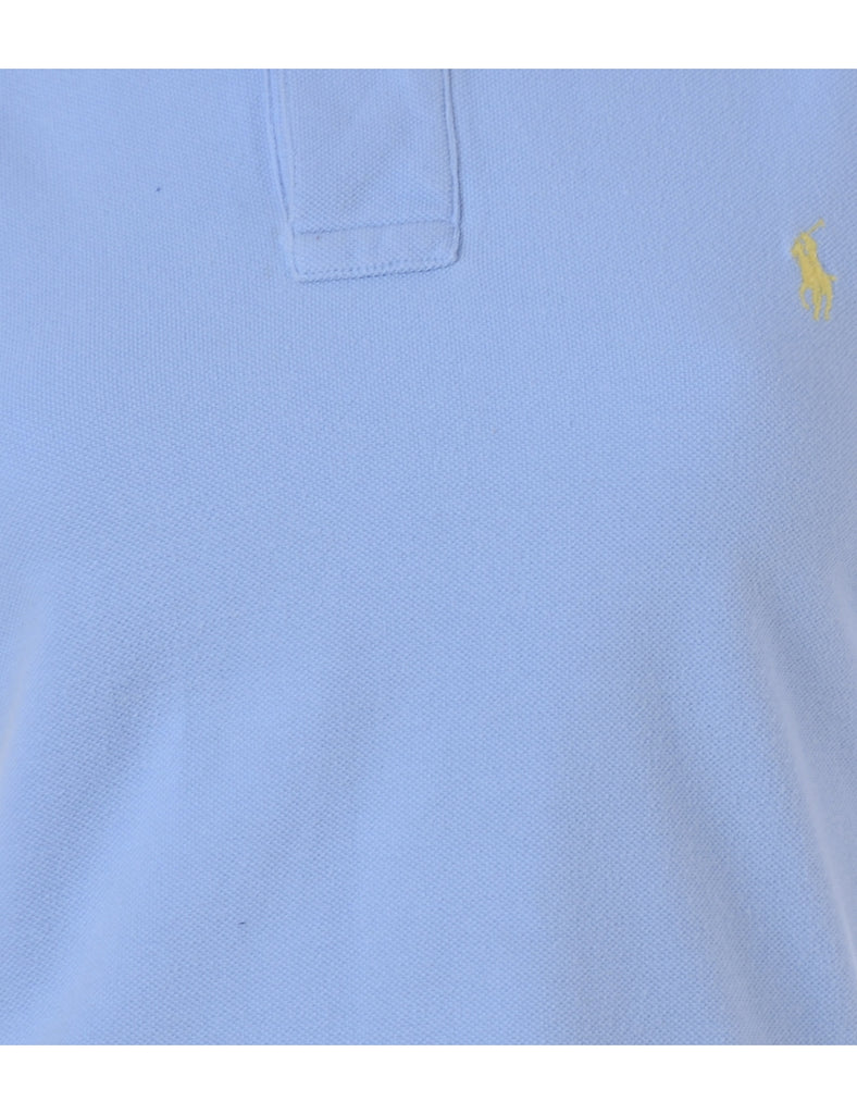 Beyond Retro Label Eva Polo Vest Light Blue With A Button Front Neck - T-shirts - Beyond Retro