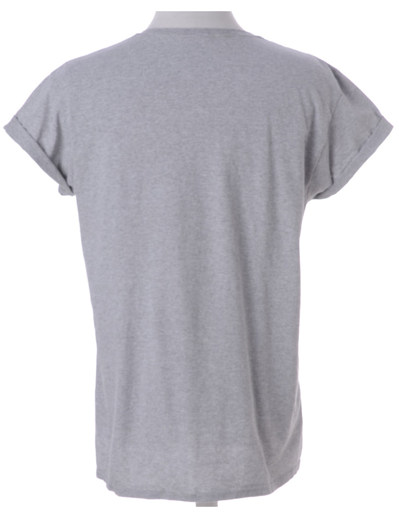 Beyond Retro Label Tom Roll Sleeve T-Shirt Grey With A Round Neck - T-shirts - Beyond Retro