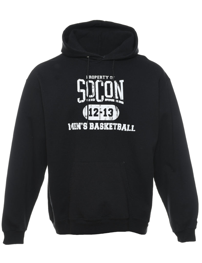 Champion Basketball Hooded Black & White Printed Sweatshirt - XL