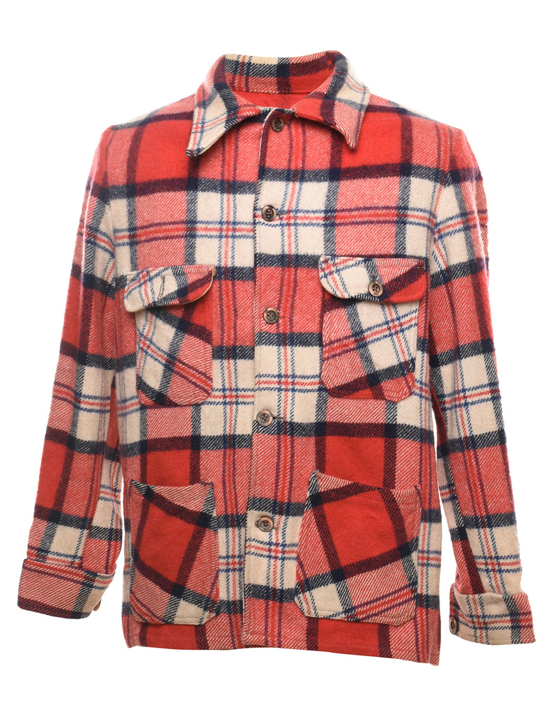 Checked Navy, Red & Off-White Vintage Jacket - M