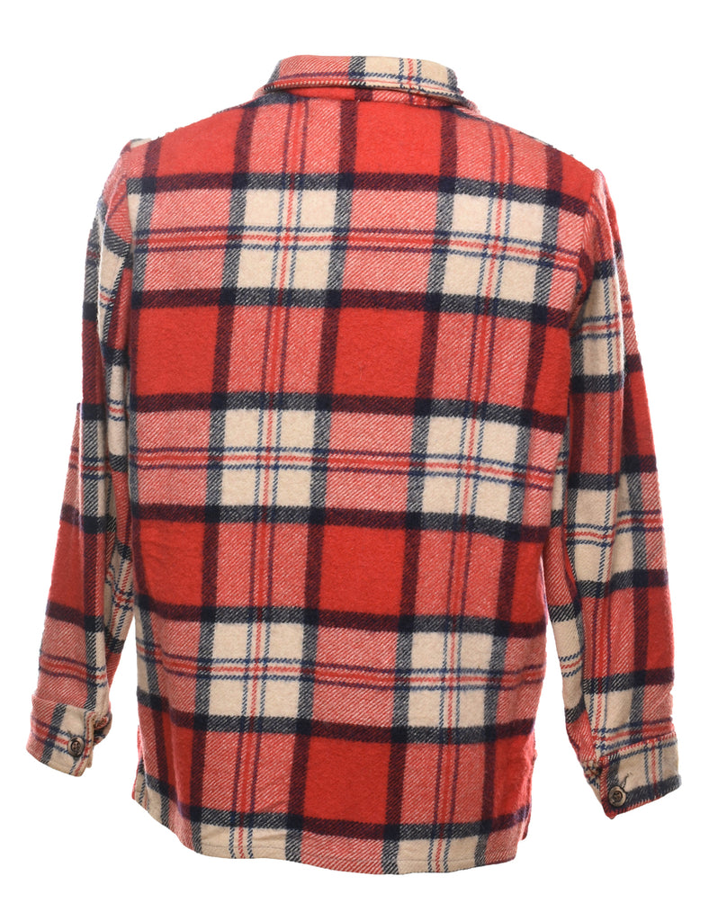 Checked Navy, Red & Off-White Vintage Jacket - M