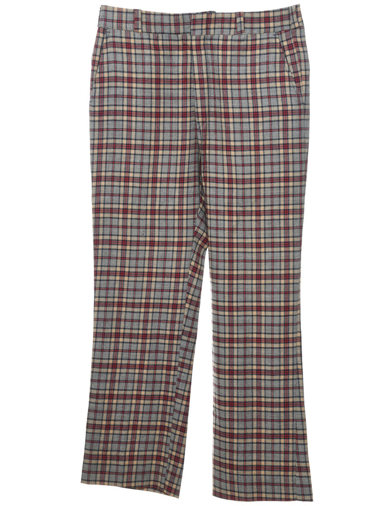 Checked Pattern 1970s Multi-Colour Trousers - W34 L31