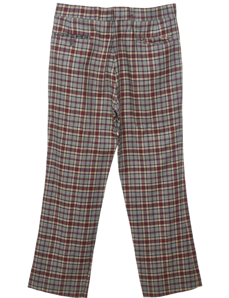 Checked Pattern 1970s Multi-Colour Trousers - W34 L31