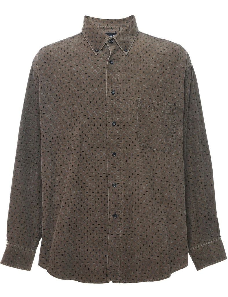 Croft & Barrow Olive Green Patterned Corduroy Shirt - L