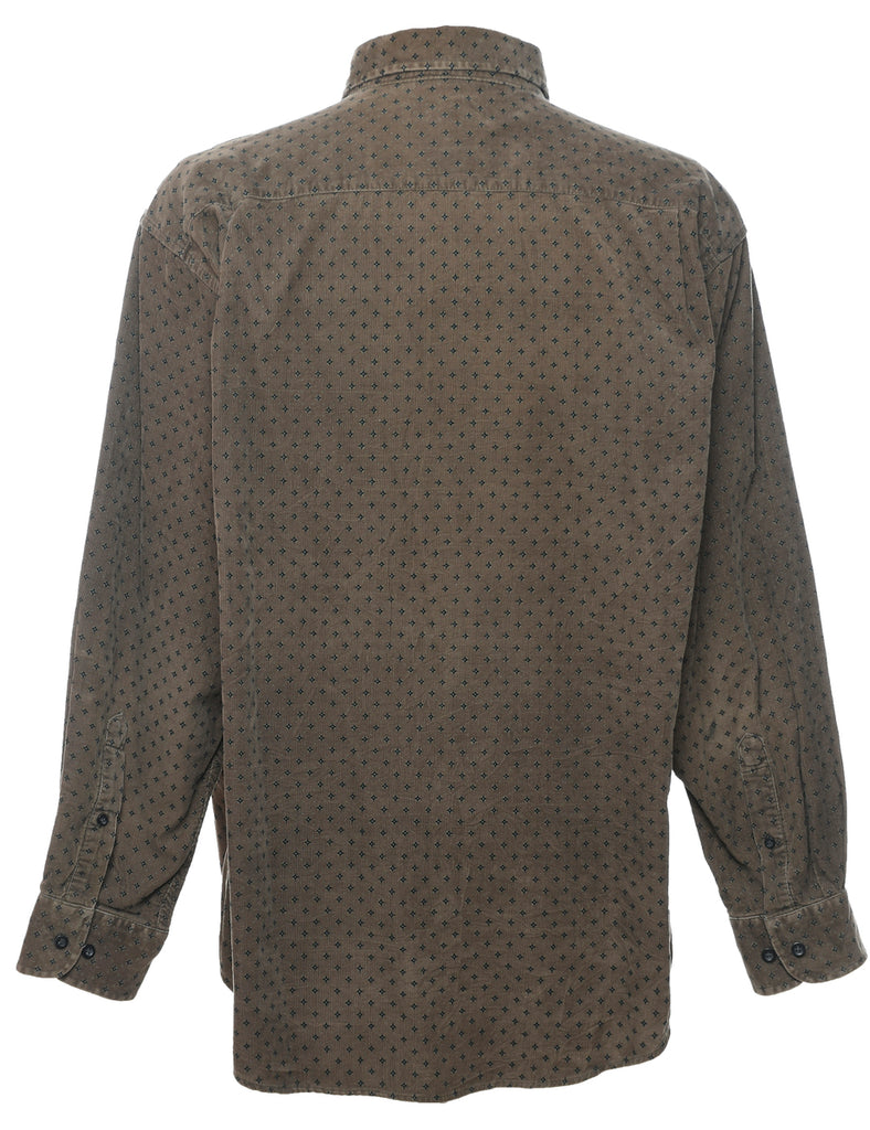 Croft & Barrow Olive Green Patterned Corduroy Shirt - L